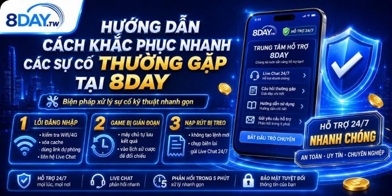 Biện pháp xử lý sự cố kỹ thuật nhanh gọn tại 8DAY